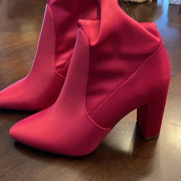 Satin Fuschia Booties by Express - Picture 4 of 16